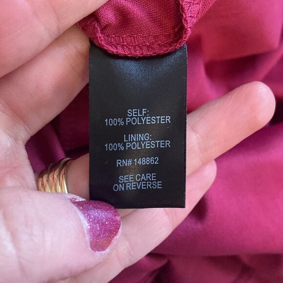 Torrid Maroon Midi Clip Dot Star Patterned Chiffon Tiered Pocketed Dress Size 2 - Picture 7 of 8